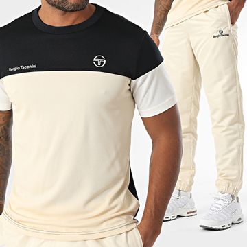 Sergio Tacchini - Prave Carson 40845 40850 Set maglietta e pantaloni da jogging beige e nero