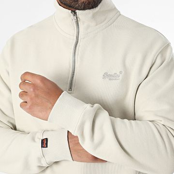 Superdry - Essential Logo Henley Zip Neck Sweat Top M2013750A Beige