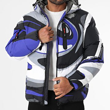 Vrunk - Giacca Storm con cappuccio blu reale nero bianco grigio