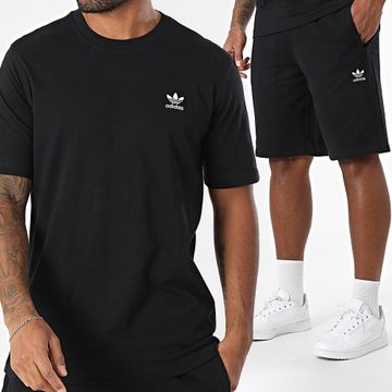 Adidas Originals - Trefoil Essential JI8545 IY8520 Set di T-shirt e pantaloncini da jogging neri