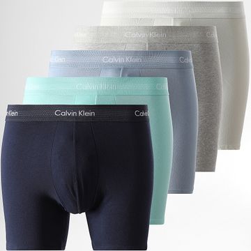 Calvin Klein - Set di 5 boxer NB3794A Grigio Blu Navy Azzurro Turchese Verde chiaro