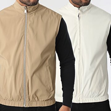 Frilivin - Giacca reversibile senza maniche 304 Camel Ecru