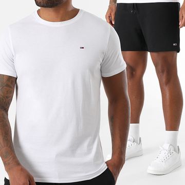 Tommy Jeans - Set di maglietta e pantaloncini da jogging 4411 1931 Bianco Nero