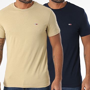 Tommy Jeans - Set di 2 camicie slim in jersey 0687 Beige Blu Navy