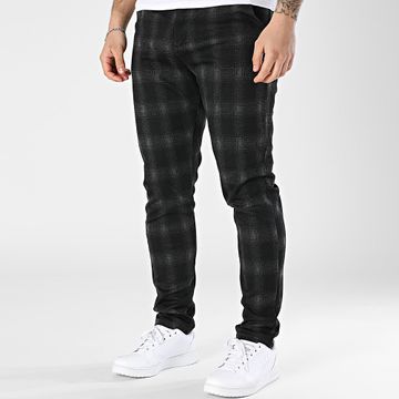 John H - 130 Nero Grigio Pantaloni skinny Carréaux