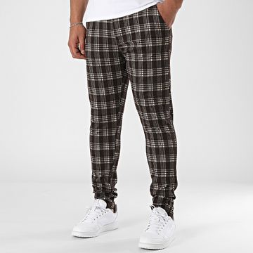 John H - 132 Pantaloni skinny a quadri marrone beige