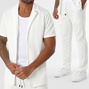 John H - 342 Set camicia e pantaloni bianchi a maniche corte