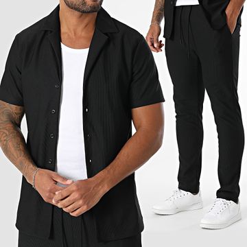 John H - Set camicia e pantaloni a maniche corte 342 nero