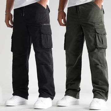 LBO - Set di 2 pantaloni cargo dal taglio rilassato 0537 0536 Grigio antracite Nero