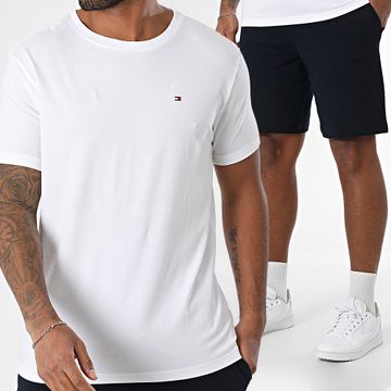 Tommy Hilfiger - 1794 Set di maglietta e pantaloncino in jersey bianco e blu navy