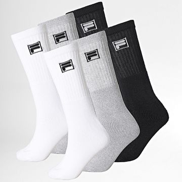 Fila - Confezione da 6 paia di calzini F9000 bianco nero grigio erica