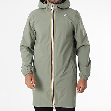 K-Way - Thomas Tretch Dot Giacca lunga con zip e cappuccio Verde Khaki