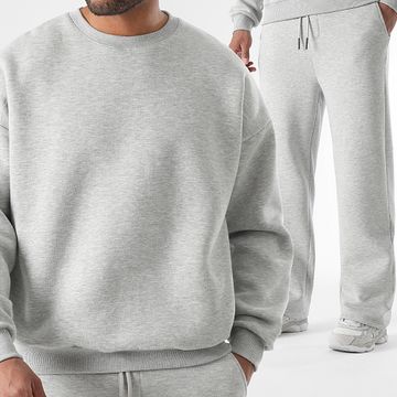 LBO - 3793 Set di felpa con girocollo e pantaloni da jogging grigio erica