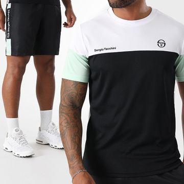 Sergio Tacchini - Set di maglietta e pantaloncini da jogging 40845 40815 Bianco Nero Verde chiaro
