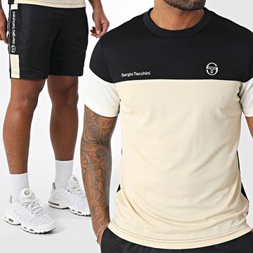 Sergio Tacchini - Prave Vebita Set di maglietta e pantaloncini da jogging 024 40845 40815 Nero Beige