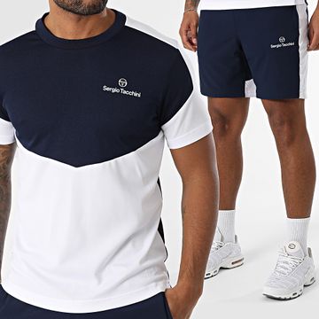 Sergio Tacchini - Giardino 41003 41006 Set di maglietta e pantaloncini da jogging bianchi e blu navy