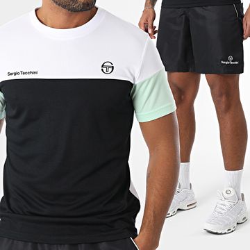 Sergio Tacchini - Prave Rob 40845 40848 Set di maglietta e pantaloncini da jogging bianco nero