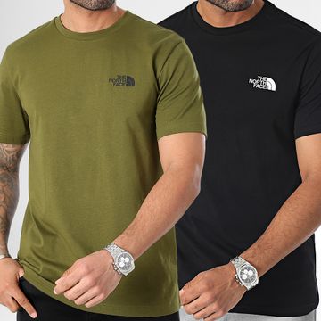 The North Face - Set di 2 magliette a cupola semplice A87NG Nero Verde Khaki