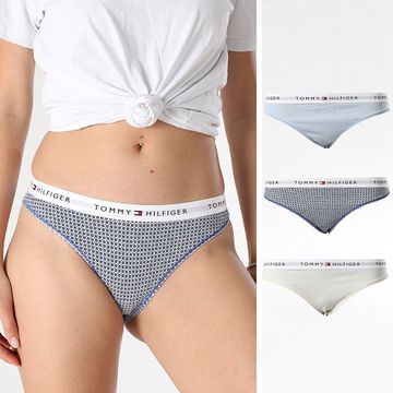Tommy Hilfiger - Set di 3 perizomi da donna 5530 Ecrù Azzurro Blu Reale