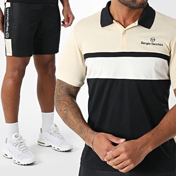 Sergio Tacchini - Elfetta 41029 40815 Beige Nero Polo a maniche corte e set di pantaloncini da jogging