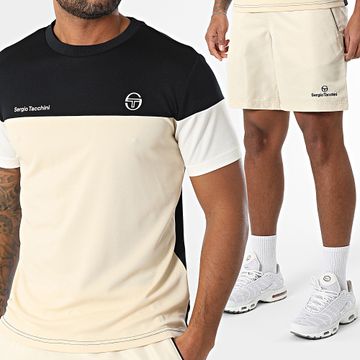 Sergio Tacchini - Prave Rob Set di maglietta e pantaloncini da jogging 024 40845 40845 Beige Nero