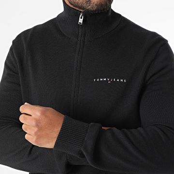 Tommy Jeans - Cardigan lineare slim con zip 1301 nero