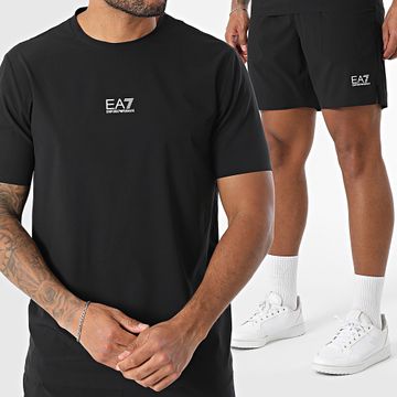 EA7 Emporio Armani - Set di maglietta e pantaloncini da jogging neri 7M000068-AF13757