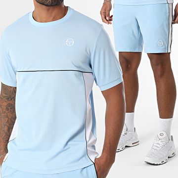 Sergio Tacchini - Deriva 41015 41017 Set di maglietta e pantaloncini da jogging blu chiaro e bianco