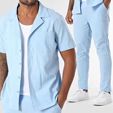 Zayne Paris  - Set camicia a maniche corte e pantaloni da jogging 098 Azzurro