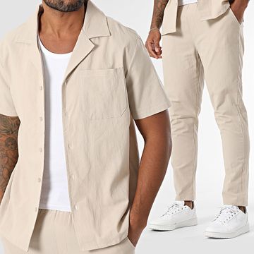 Zayne Paris  - Set camicia e pantaloni a maniche corte 098 Beige