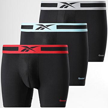 Reebok - Set di 3 boxer 15049 nero rosso azzurro grigio