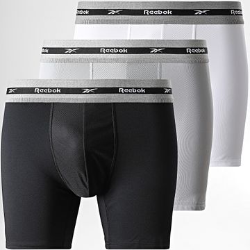 Reebok - Set di 3 boxer 15052 bianco nero grigio
