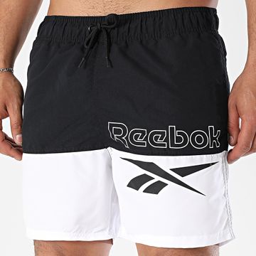 Reebok - L5-71081 Pantaloncini da bagno nero bianco