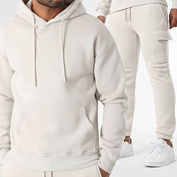Classic Series - Set di felpa con cappuccio e pantaloni cargo a tinta unita 028 grigio chiaro