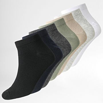 Jack And Jones - Confezione da 7 paia di calzini solidi grigio beige verde cachi marina