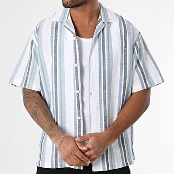 Jack And Jones - Camicia estiva a maniche corte a righe bianche, azzurre e marine