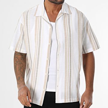 Jack And Jones - Camicia estiva a maniche corte a righe bianche e beige