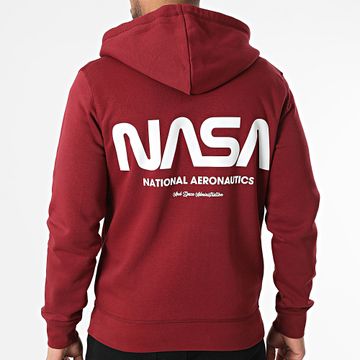 NASA - Felpa futuristica con cappuccio e zip Bordeaux Bianco