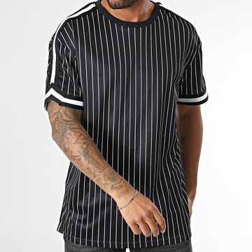 Urban Classics - Tee Shirt Mesh Oversize Large con strisce TB6680 Nero
