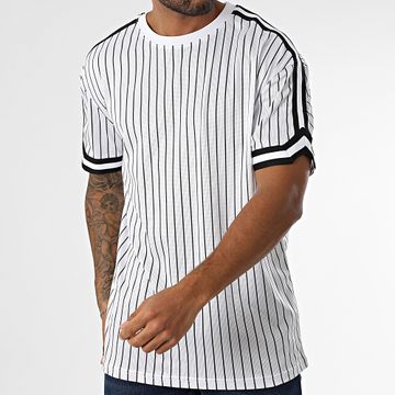 Urban Classics - Tee Shirt Mesh Oversize Large con strisce TB6680 Bianco