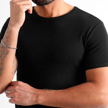 LBO - Tee Shirt a coste in tinta unita 3808 Nero