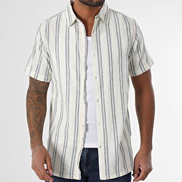 Tiffosi - Menorca Camicia a maniche corte a righe 10060297 Beige chiaro
