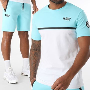 Comme Des Loups - Set di maglietta e pantaloncini da jogging Everest blu chiaro e bianco