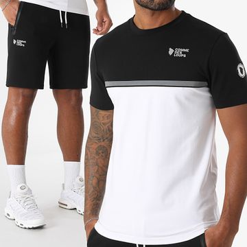Comme Des Loups - Set di maglietta e pantaloncini da jogging Everest bianco e nero