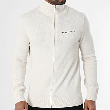 Tommy Jeans - Cardigan lineare slim con zip 1301 Beige
