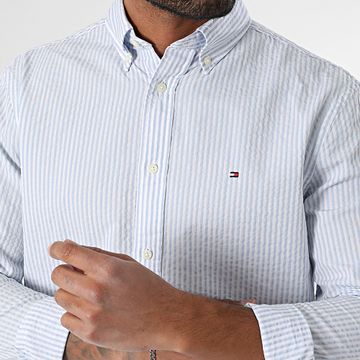 Tommy Hilfiger - Camicia a maniche lunghe in seersucker 8571 bianco azzurro