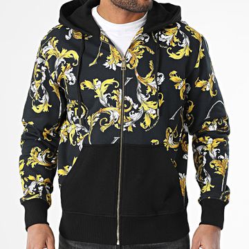 Versace Jeans Couture - Barocco Outline 78GAI3Z1 Felpa nera con zip e cappuccio Renaissance