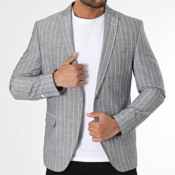 Mackten - 111 Giacca blazer a righe riscaldate bianche e grigie
