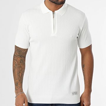 Mackten - Polo manica corta a coste con zip 043 bianco