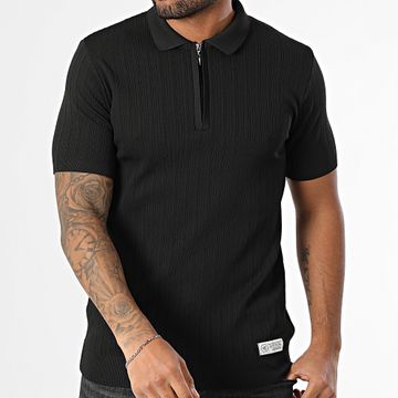 Mackten - Polo a maniche corte a coste con collo a zip 043 Nero